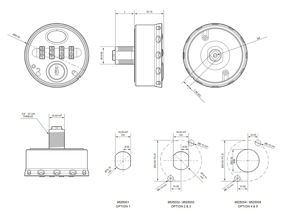 Saros Auto-Scramble Combination Lock 2850 (Private Mode) - Dimentions - Secure Lockers.webp