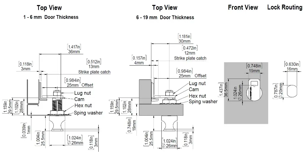 KeylessH3 Latchlock (Provision for Padlock) - Dimensions - Secure Lockers.webp