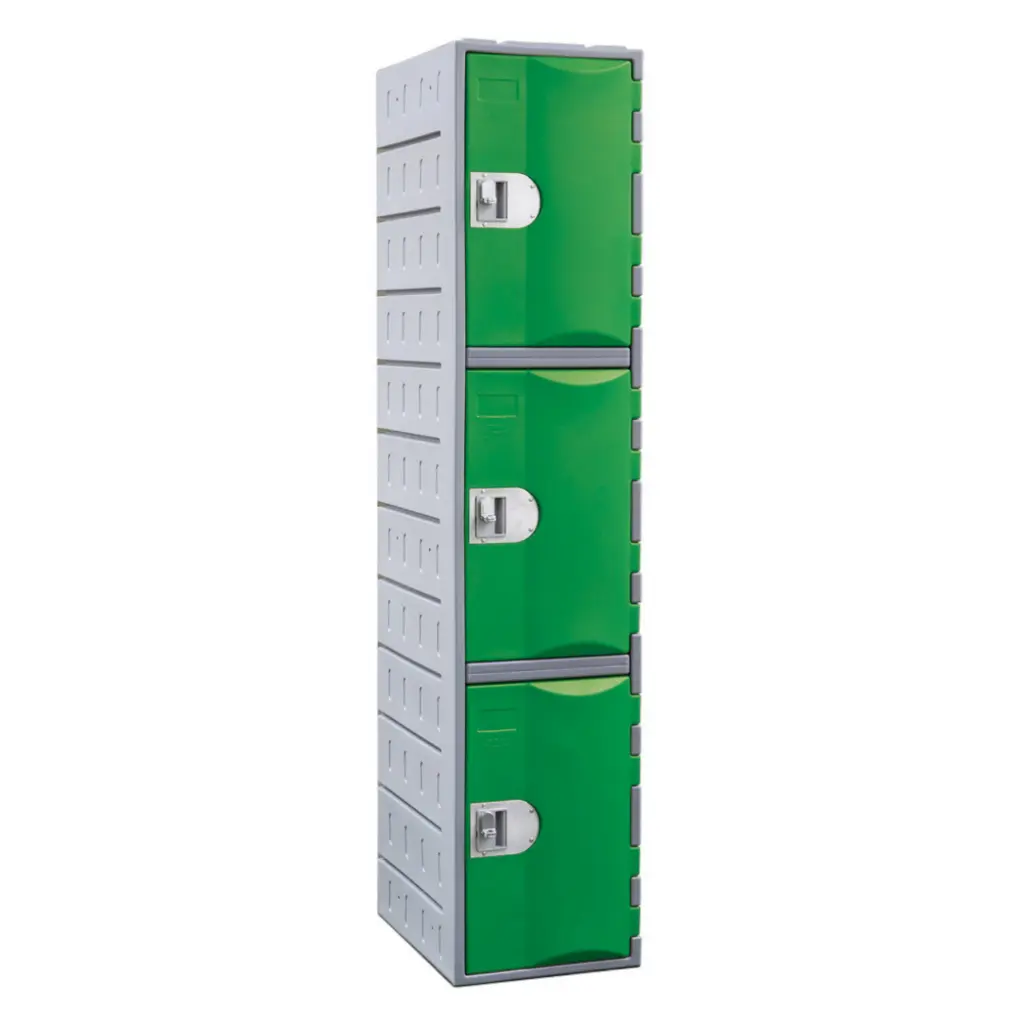 Three Door HDPE Heavy Duty Plastic Locker - Green - Secure Lockers.webp