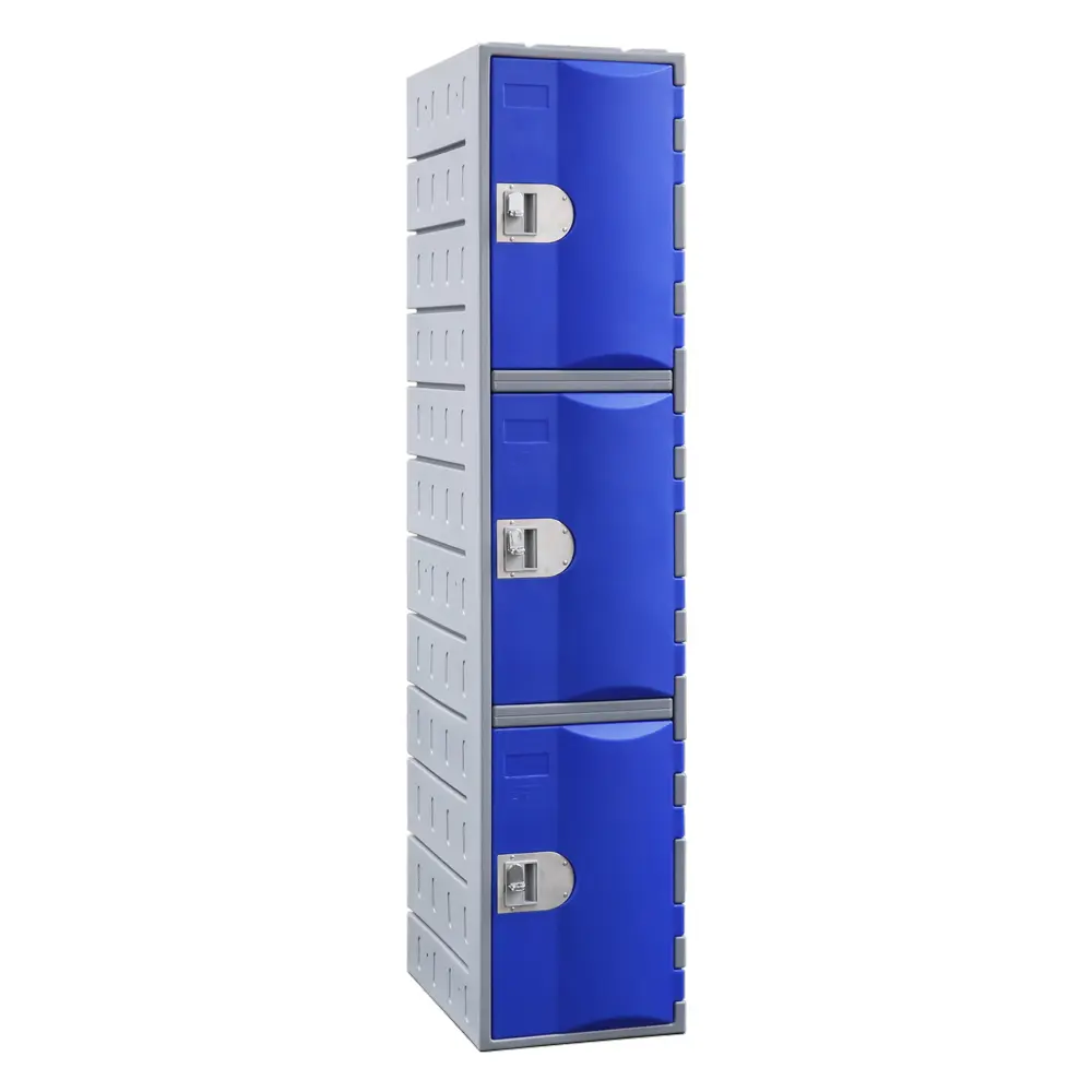 Three Door HDPE Heavy Duty Plastic Locker - Blue - Secure Lockers.webp