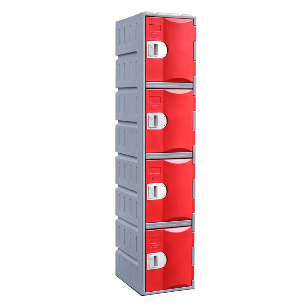Four Door HDPE Heavy Duty Plastic Locker - Red - Secure Lockers.webp