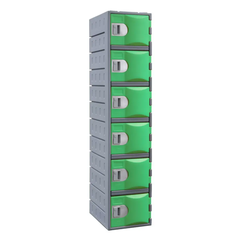 Six Door HDPE Heavy Duty Plastic Locker - Green - Secure Lockers.webp