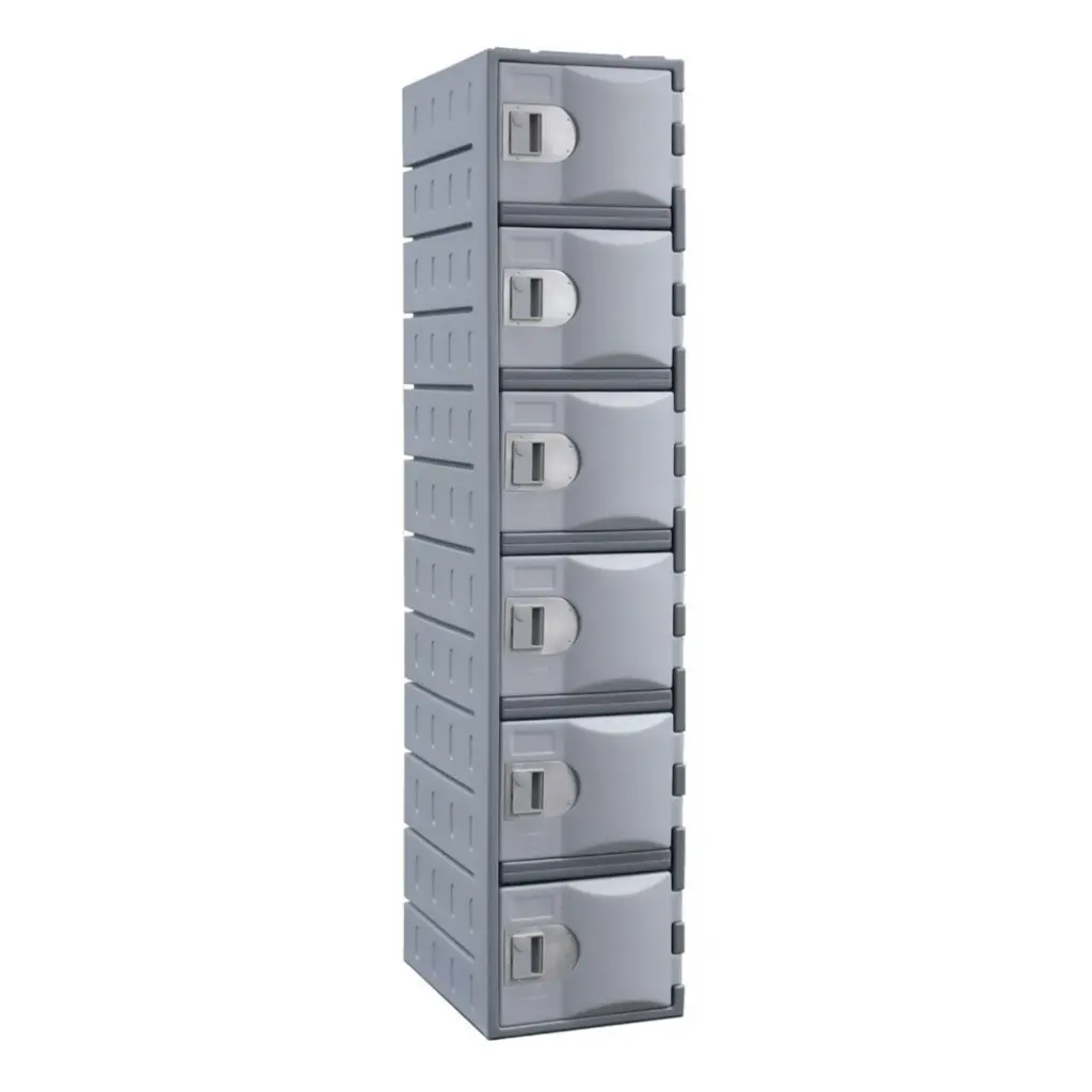 Six Door HDPE Heavy Duty Plastic Locker - Grey - Secure Lockers.webp