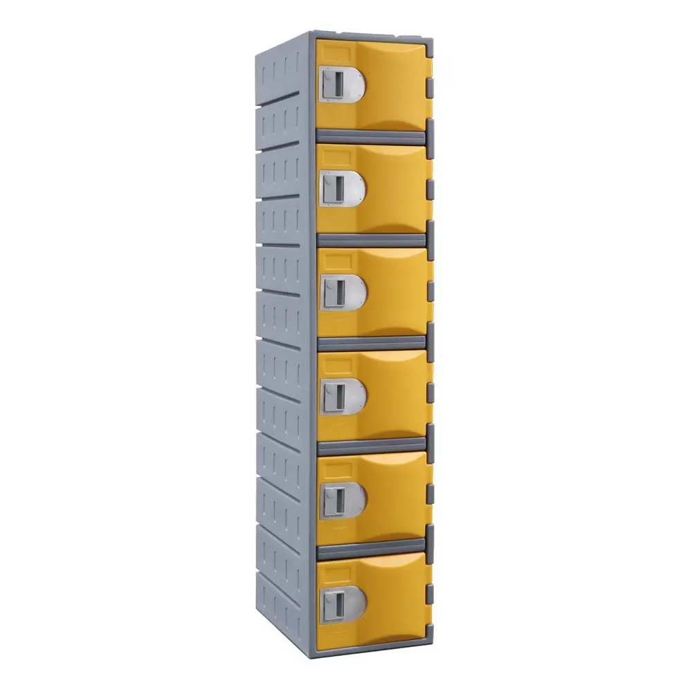 Six Door HDPE Heavy Duty Plastic Locker - Yellow - Secure Lockers.webp