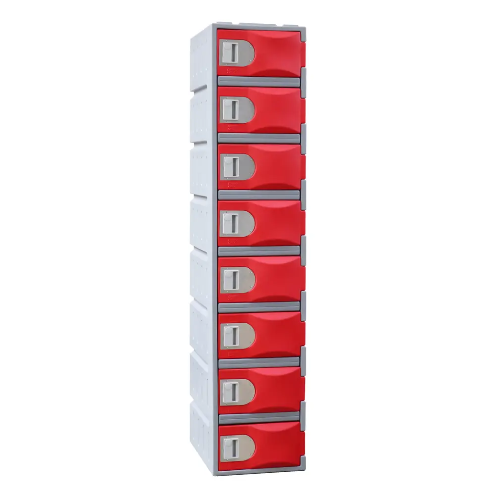 Eight Door HDPE Heavy Duty Plastic Locker - Red - Secure Lockers.webp
