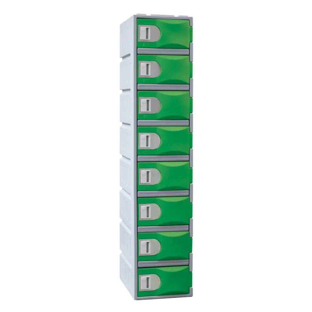 Eight Door HDPE Heavy Duty Plastic Locker - Green - Secure Lockers.webp