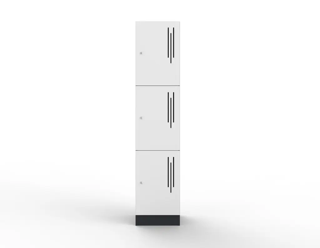 3 Door Laminate Locker - White Satin - Secure Lockers.webp
