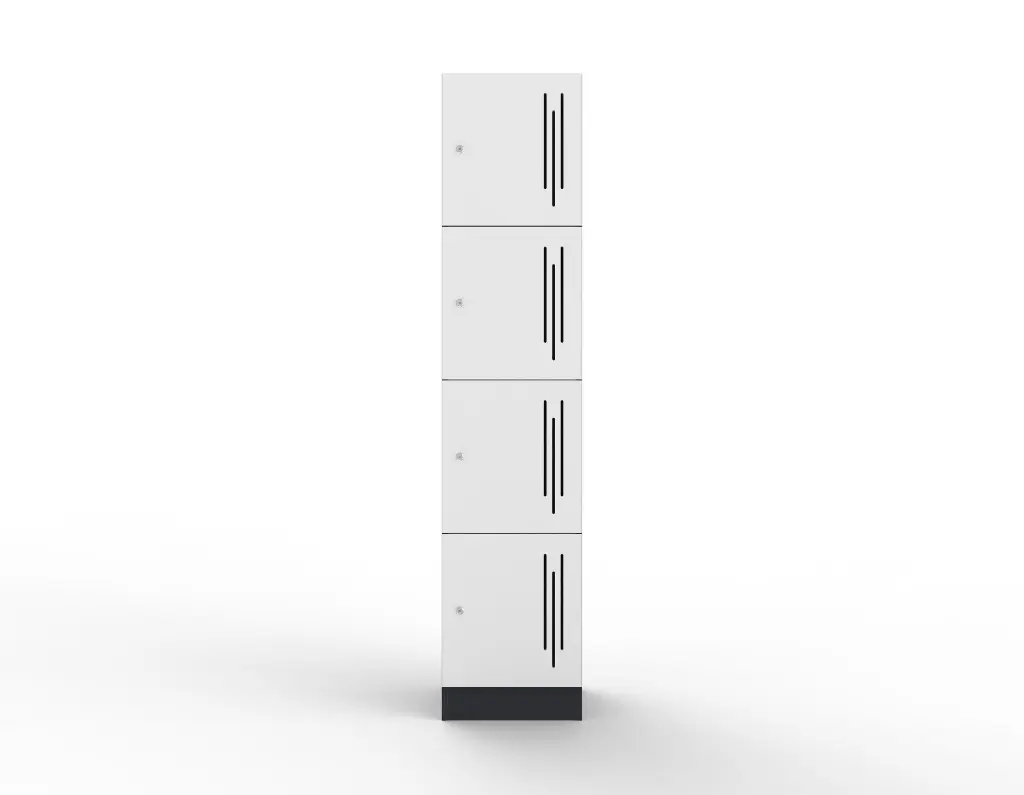 4 Door Laminate Locker - White Satin - Secure Lockers.webp