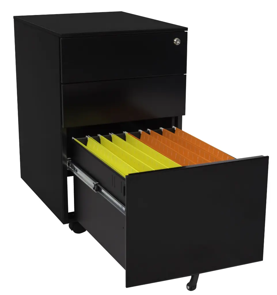 Trimline Mobile Pedestal - Secure Lockers - Black - Open.webp