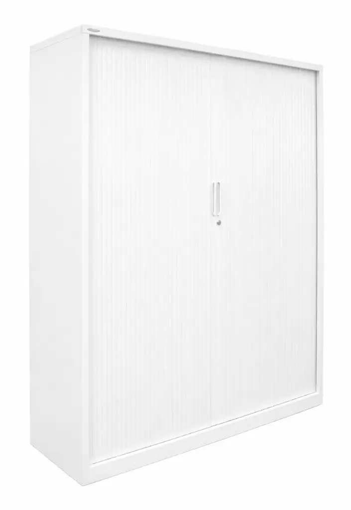 Tambour Door Cabinet - 2000Hx1200Wx462D - White Satin - Secure Lockers.webp