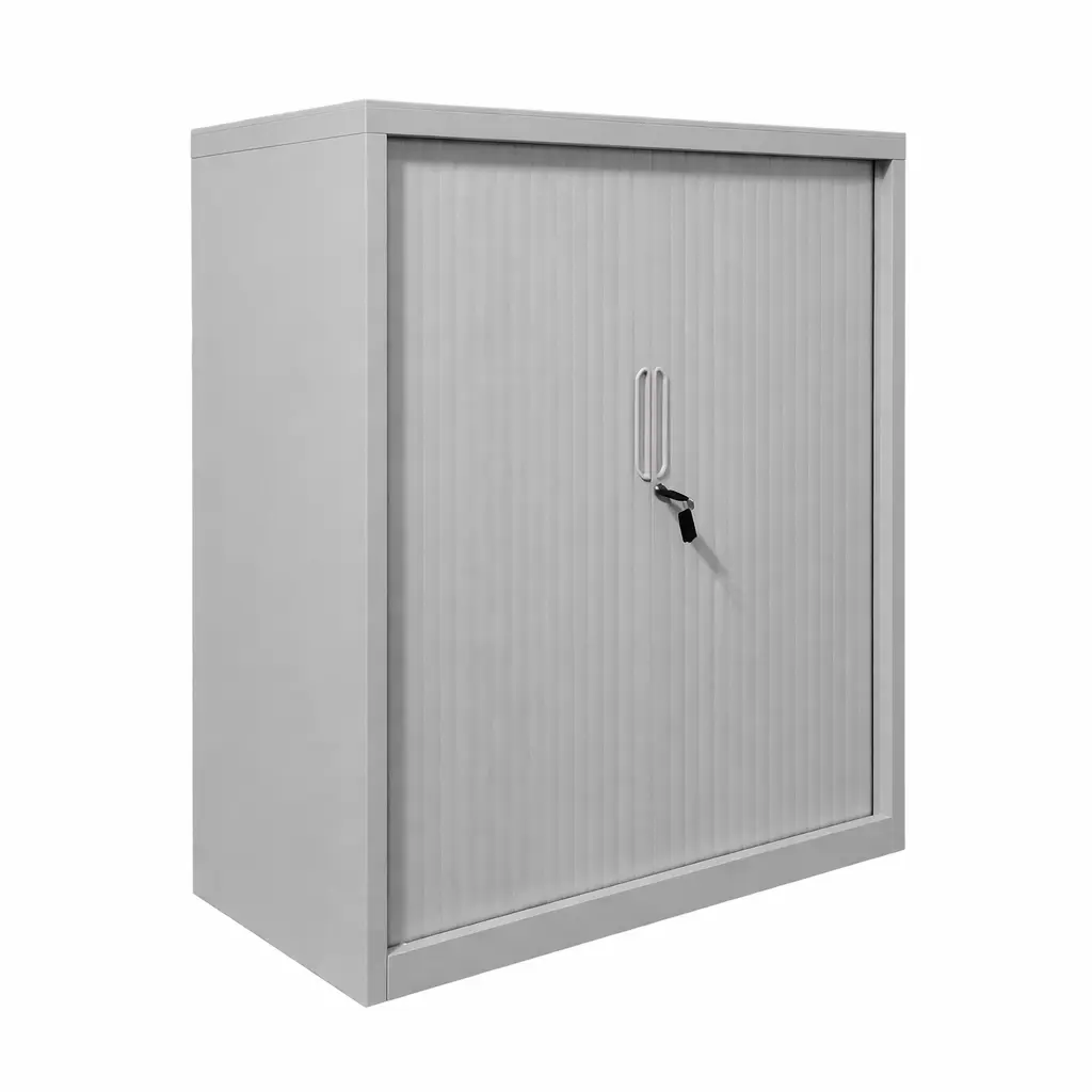 Tambour Door Cabinet - 1015Hx900Wx462D - Silver Grey - Secure Lockers.webp