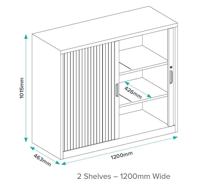 Tambour Door Cabinet - 1015Hx1200Wx462D - Dimensions - Secure Lockers.webp