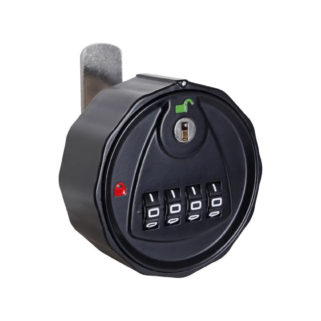 Metal Round Combination Lock - Black Unlocked - Secure Lockers.webp