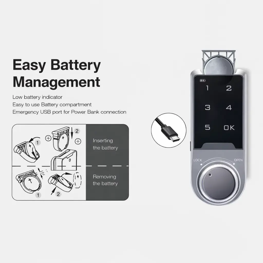 5 Digit Touch Pad Digital Lock - Easy Battery Managemenet - Secure Lockers.webp