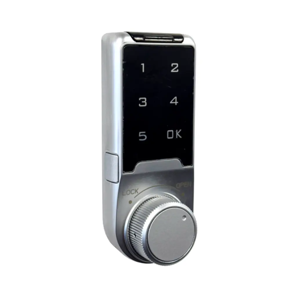 5 Digit Touch Pad Digital Lock - Silver - Vertical - Secure Lockers.webp