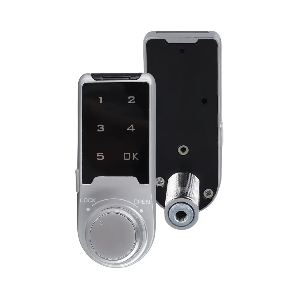 5 Digit Touch Pad Digital Lock - Silver - Front Back View - Secure Lockers.webp