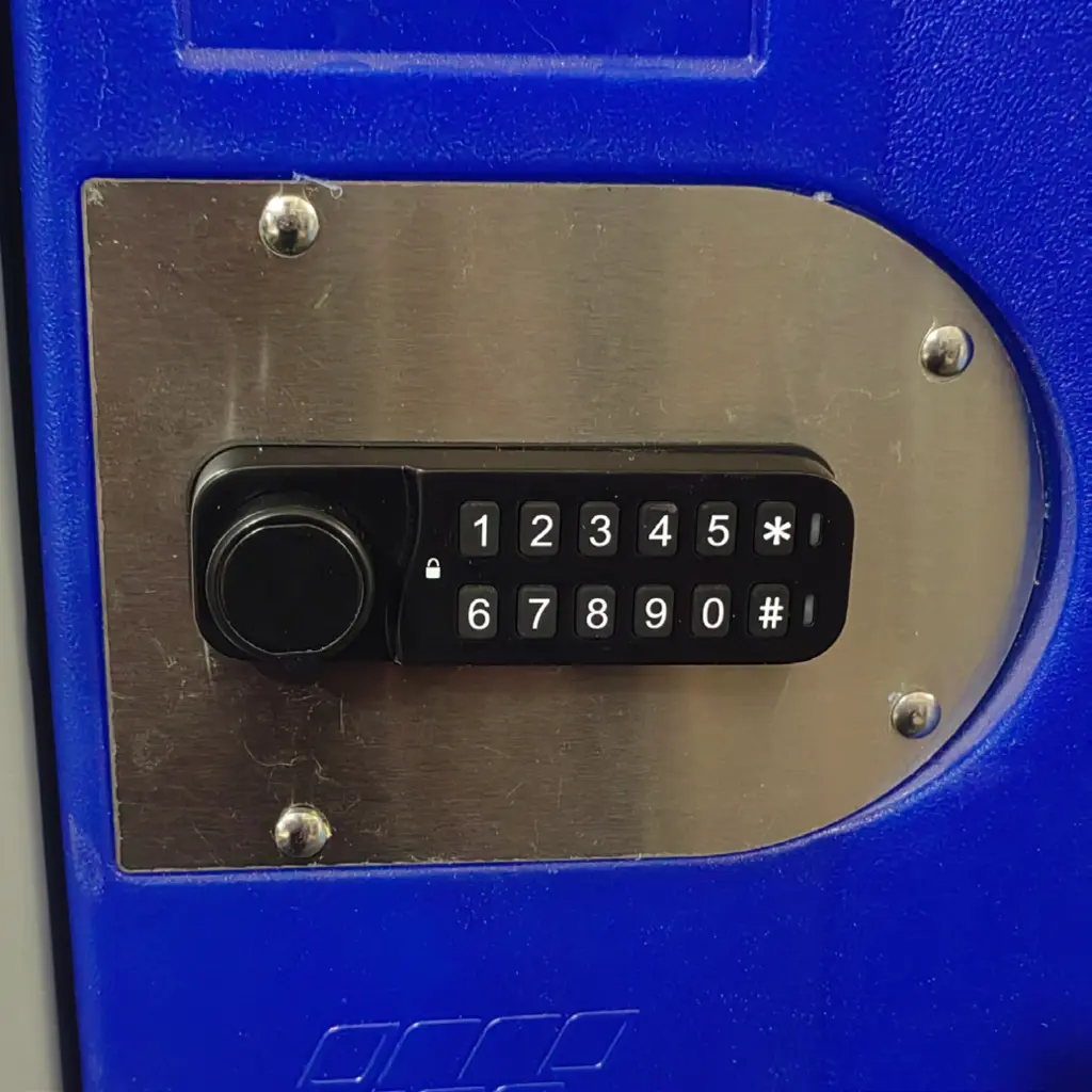 Push Button Digital Combination Lock - Blue Plastic Locker - Secure Lockers.webp