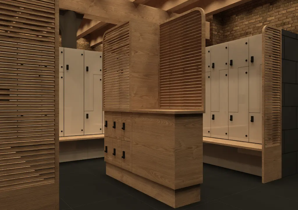 Laminate Lockers with benchseat - Secure Lockers.webp