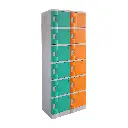 Six Door ABS Plastic Locker 1950H - Green and Orange Alternating Colours - Secure Lockers.webp