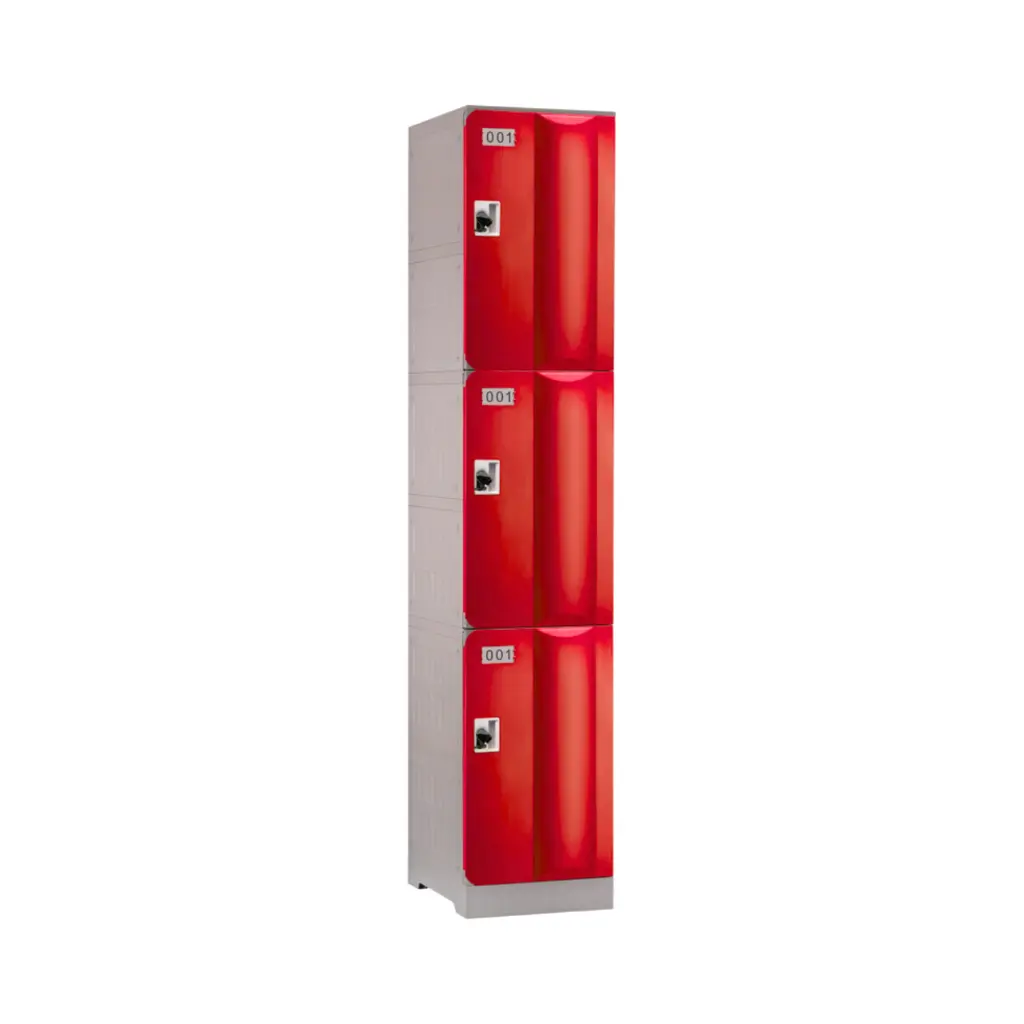 Three Door ABS Plastic Locker 1950H - Red - Secure Lockers.webp