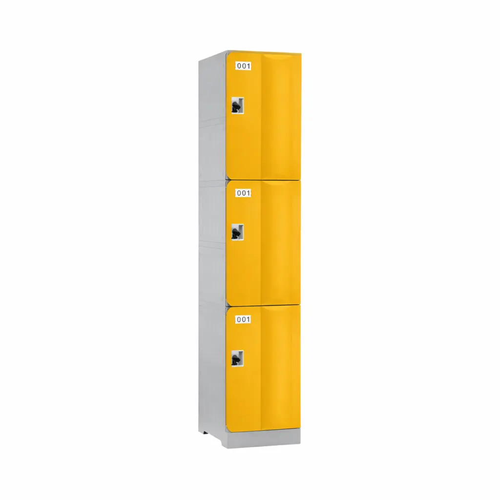 Three Door ABS Plastic Locker 1950H - Yellow - Secure Lockers.webp