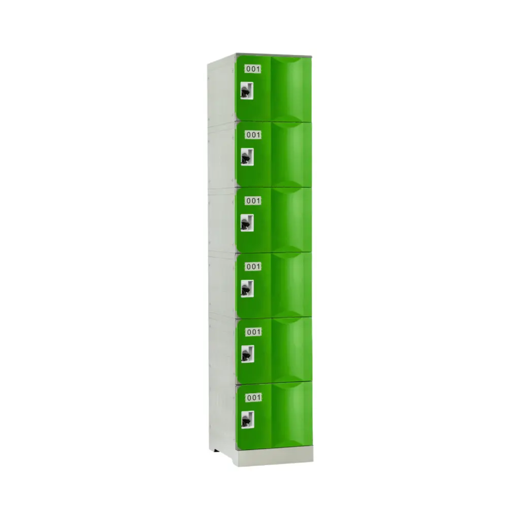 Six Door ABS Plastic Locker 1950H - Green - Secure Lockers.webp