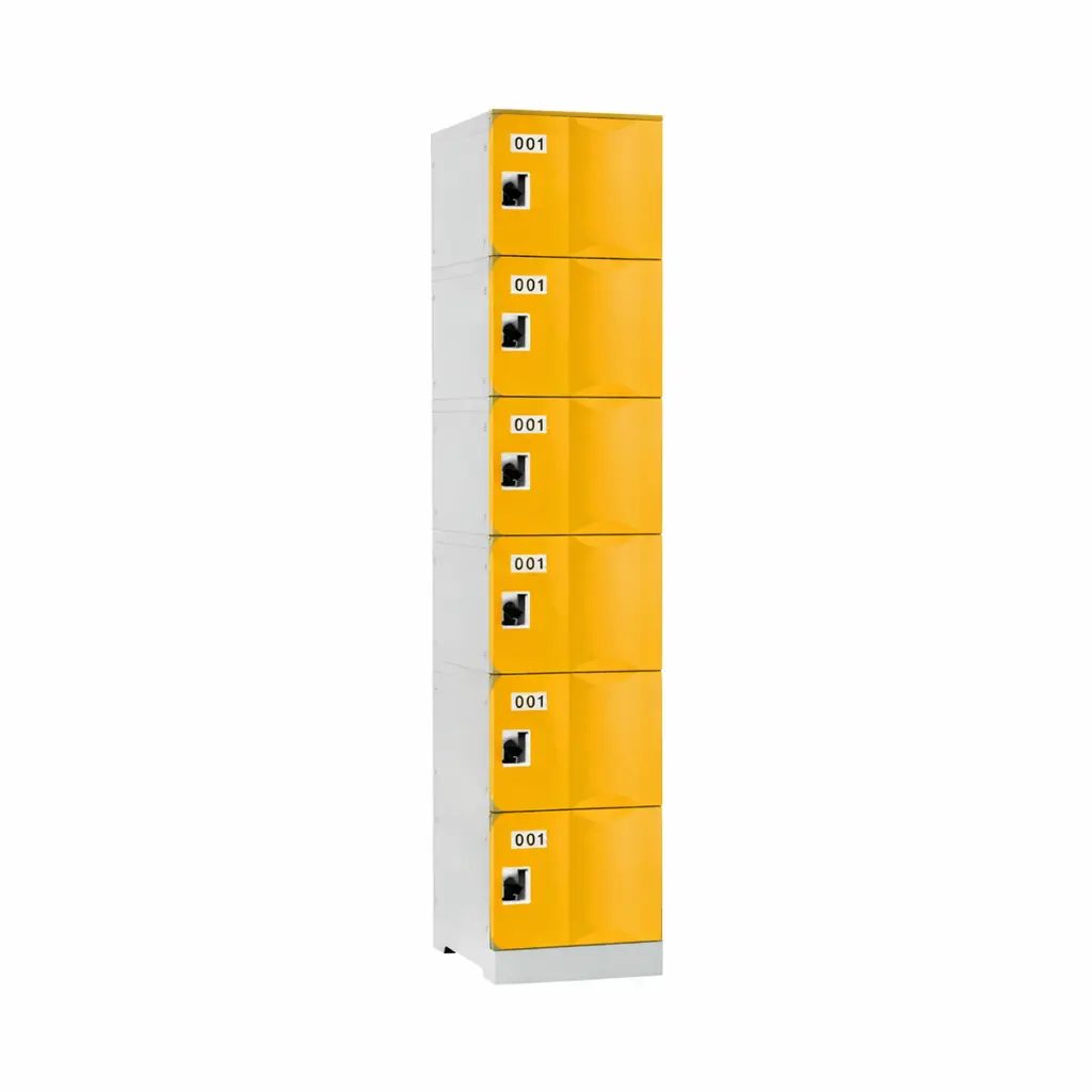 Six Door ABS Plastic Locker 1950H - Yellow - Secure Lockers.webp
