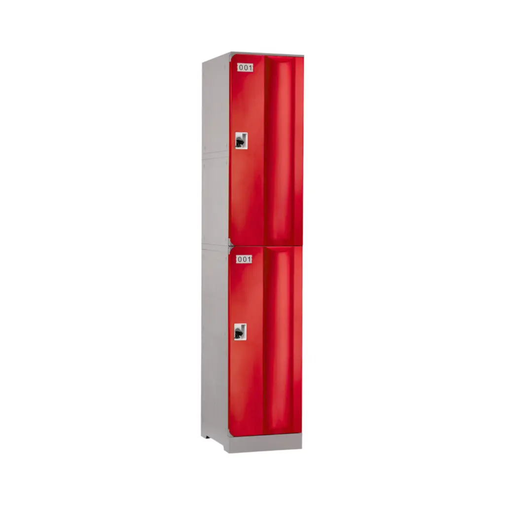 Two Door ABS Plastic Locker - Red - Secure Lockers.webp