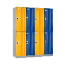 Two Door ABS Plastic Locker - Yellow and Blue Alternating Colours - Secure Lockers.webp