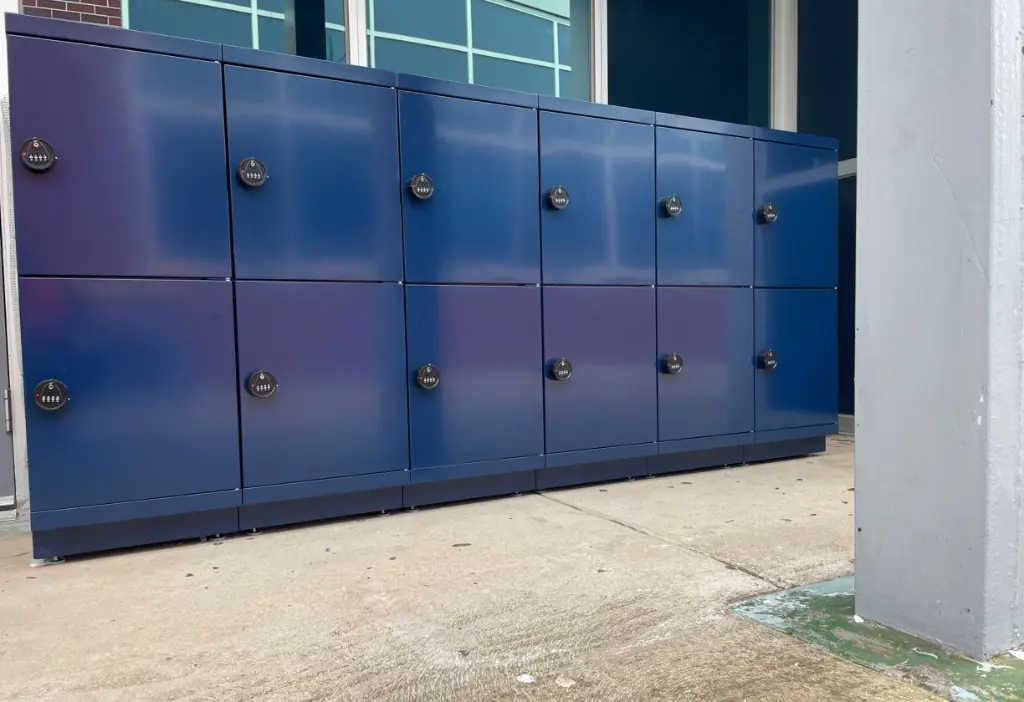 Half Height 2 Door Flush Front Metal Locker - Blue - Secure Lockers.webp