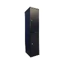 Two Door Flush Front Metal Locker - Black Satin - Secure Lockers.webp