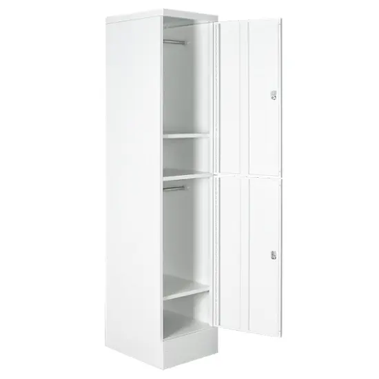 Two Door Flush Front Metal Locker - White - Open - Secure Lockers.webp