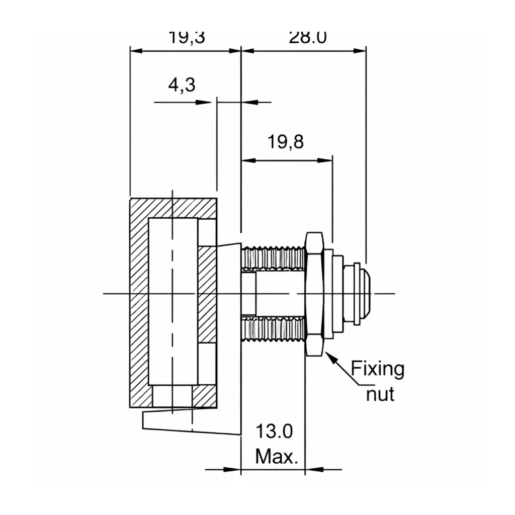 Square Latchlock (Provision for Padlock) - Dimensions Side View - Secure Lockers.webp