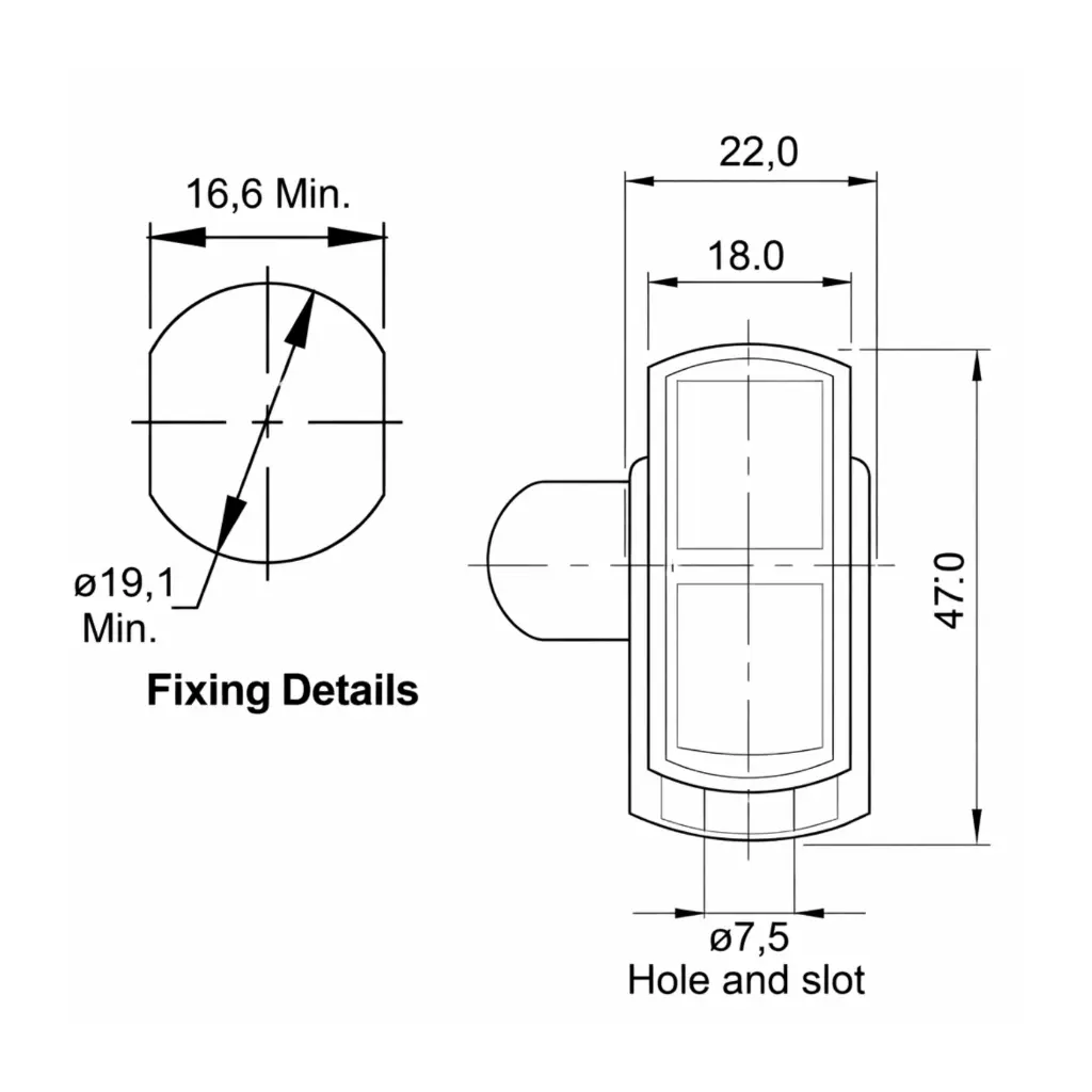 Square Latchlock (Provision for Padlock) - Dimensions Front View - Secure Lockers.webp