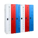 Single Door Ventilation Metal Locker - Alternating White Red Blue - Secure Lockers.webp