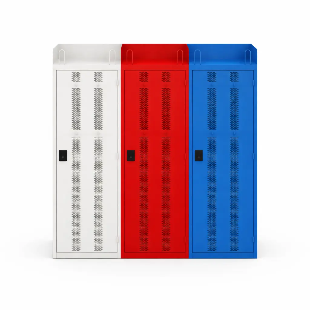 CFA Firefighters Gear Locker - Alternating White, Red, Blue - Secure Lockers.webp