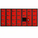 Mini Mobile Phone Locker - Black Frame and Red Doors - Secure Lockers.webp