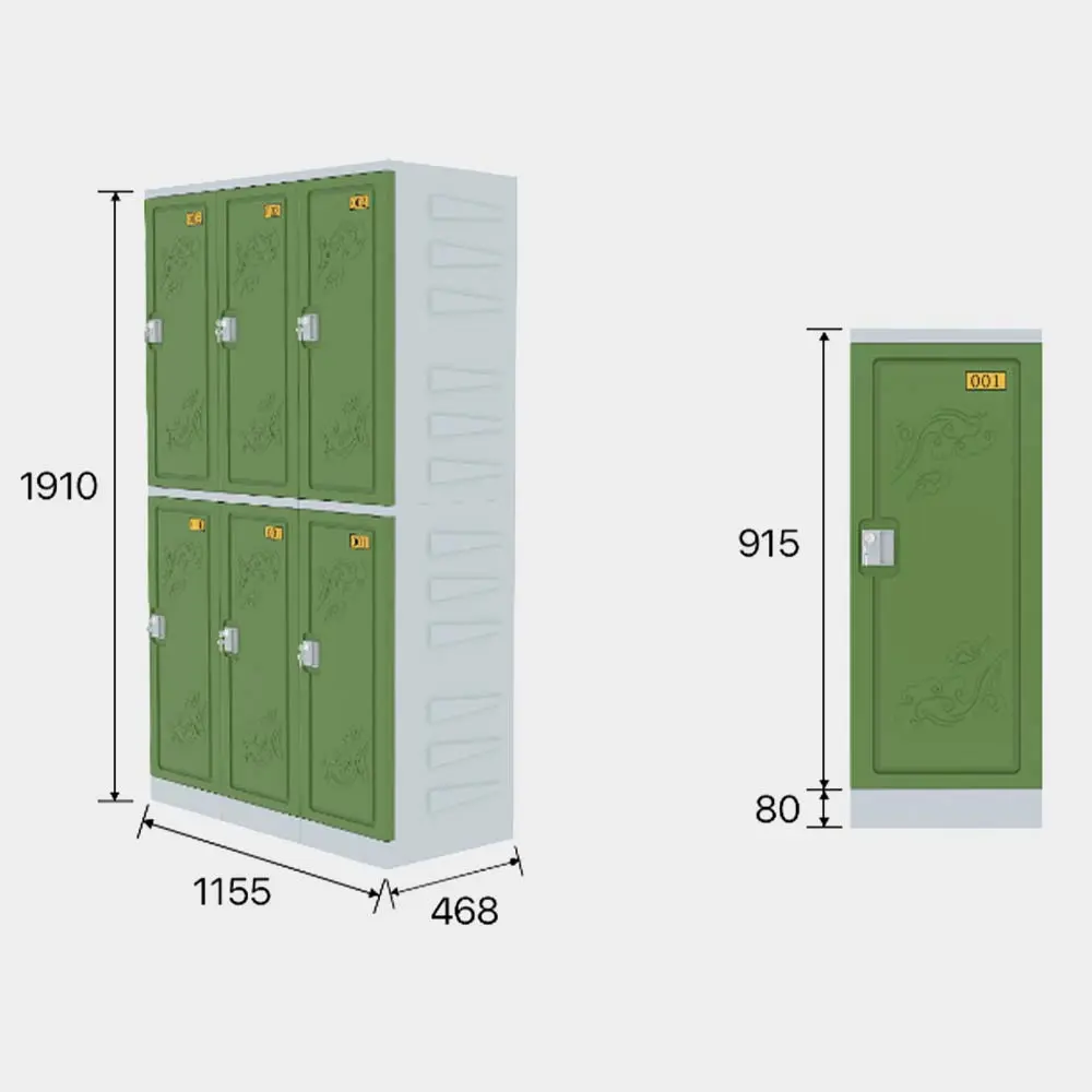 Two Door ABS Interlocking Plastic Locker - Dimensions - Secure Lockers.webp