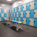 Three Door ABS Interlocking Plastic Locker - With Benchseat - Secure Lockers.webp