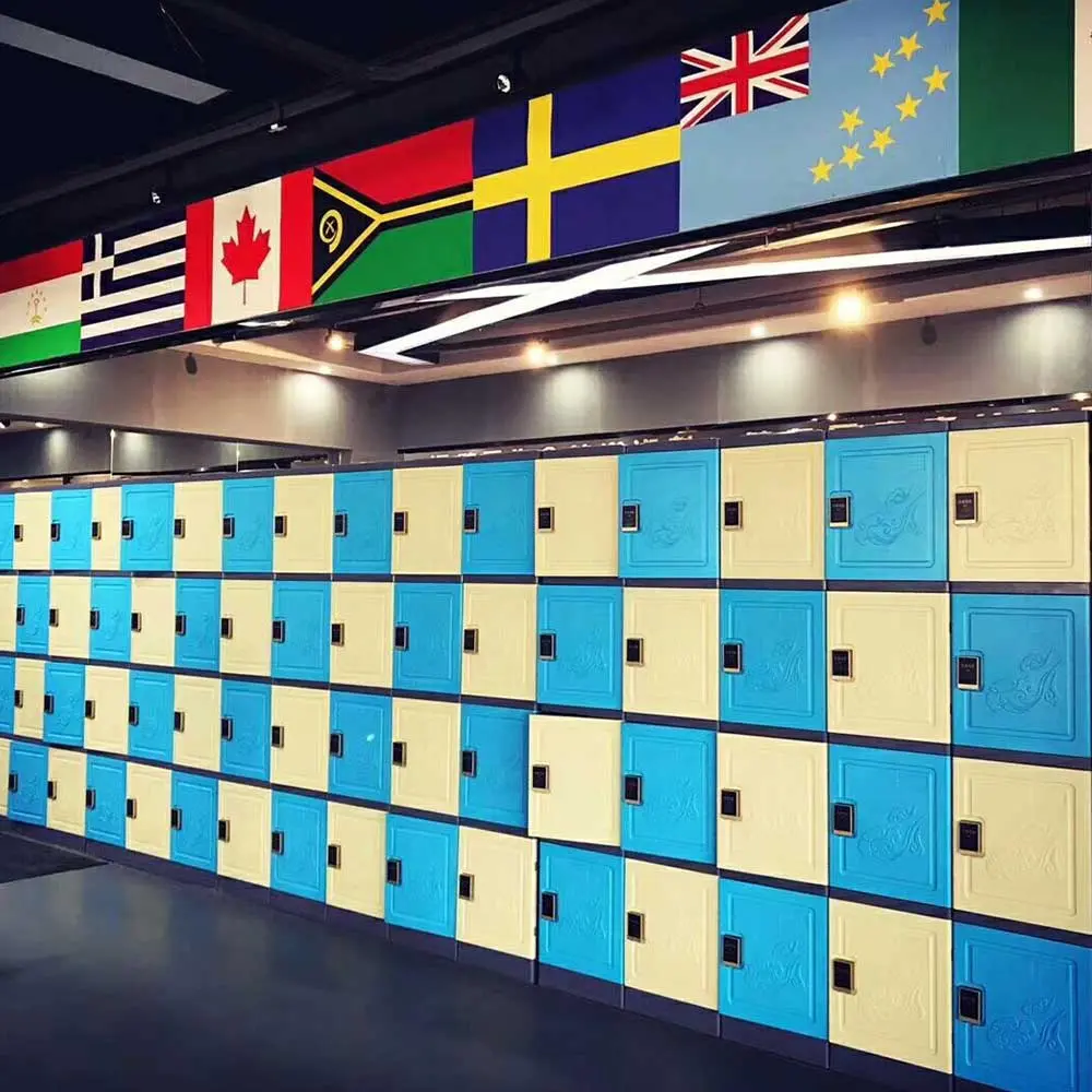 Four Door ABS Interlocking Plastic Locker - Alternating Colours - Secure Lockers.webp