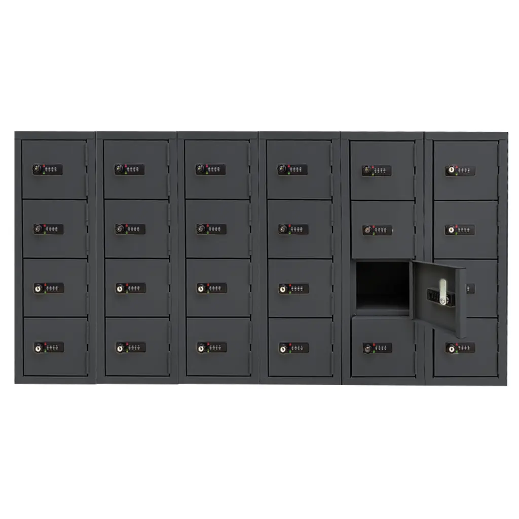 Mini Mobile Phone Metal Lockers - Charcoal Gloss - Secure Lockers.webp