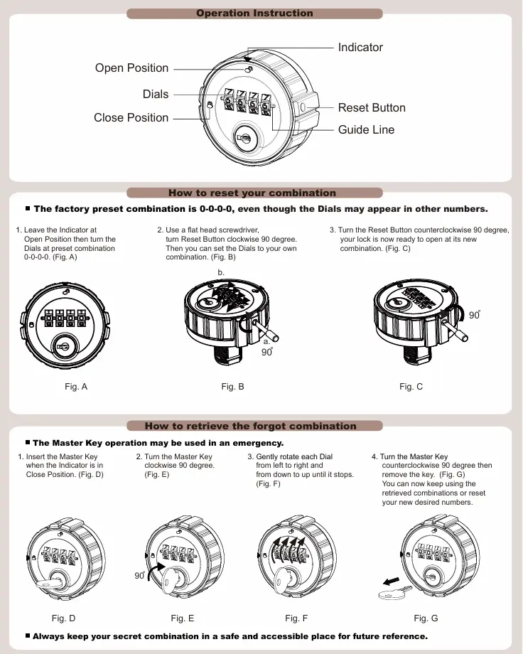 Zinc Metal Round Combination Lock - How To Instructions - Secure Lockers.webp