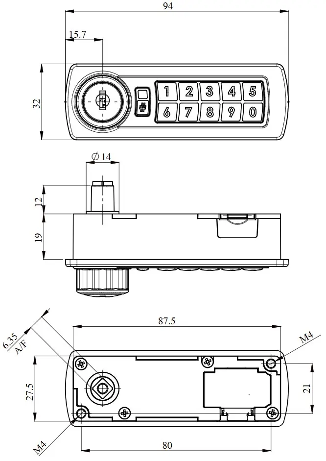 Gemini Digital Combination Lock 3700 - Dimensions - Secure Lockers.webp