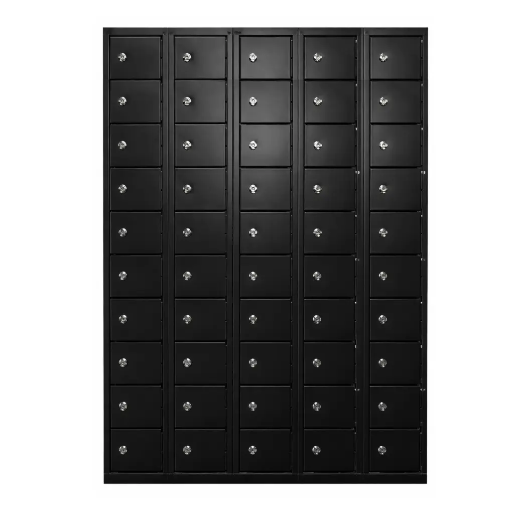 Micro Metal Locker - Phone Locker - Black - 50 Door - Secure Lockers.webp