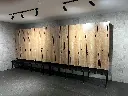 Laminate Lockers - Natural Oak Step Door with Benchseat - Secure Lockers.webp