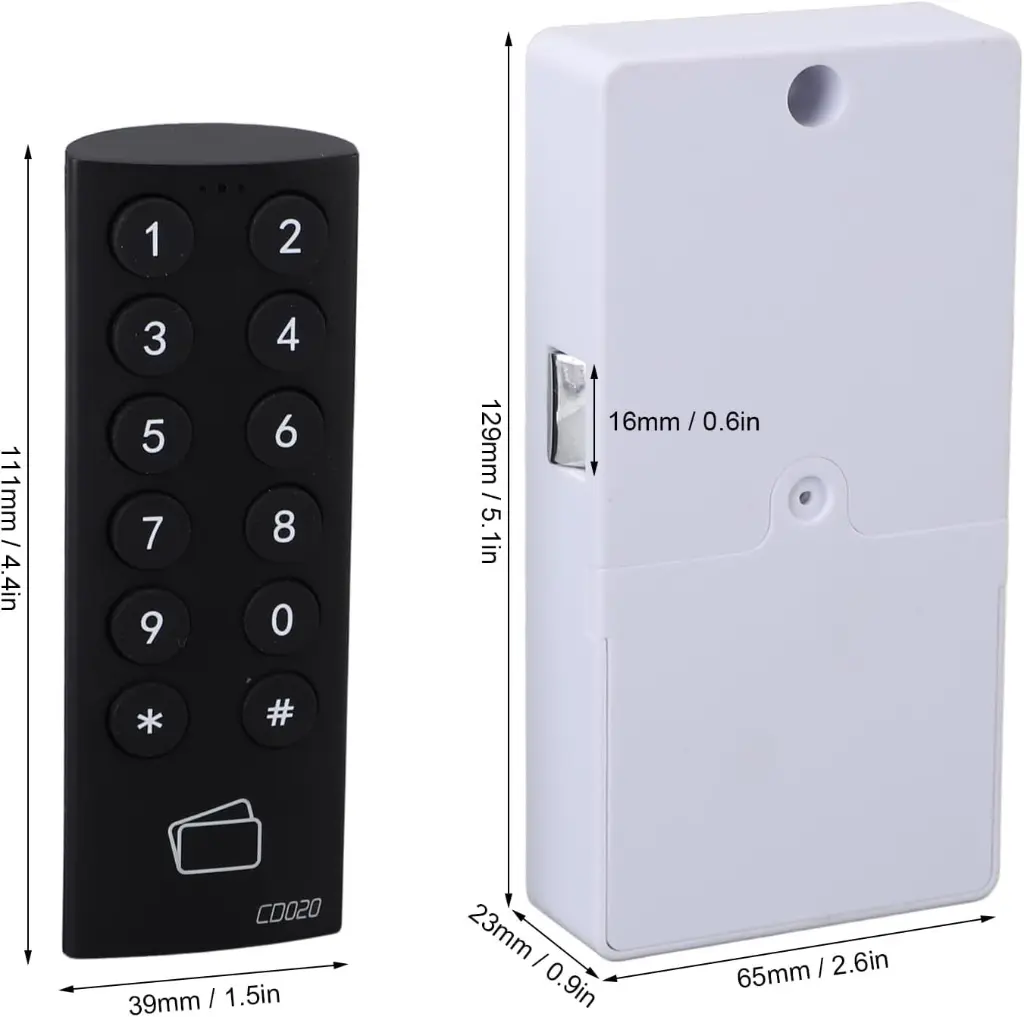 RFID Digital Slamlock Lock - Black - Dimensions - Secure Lockers.webp