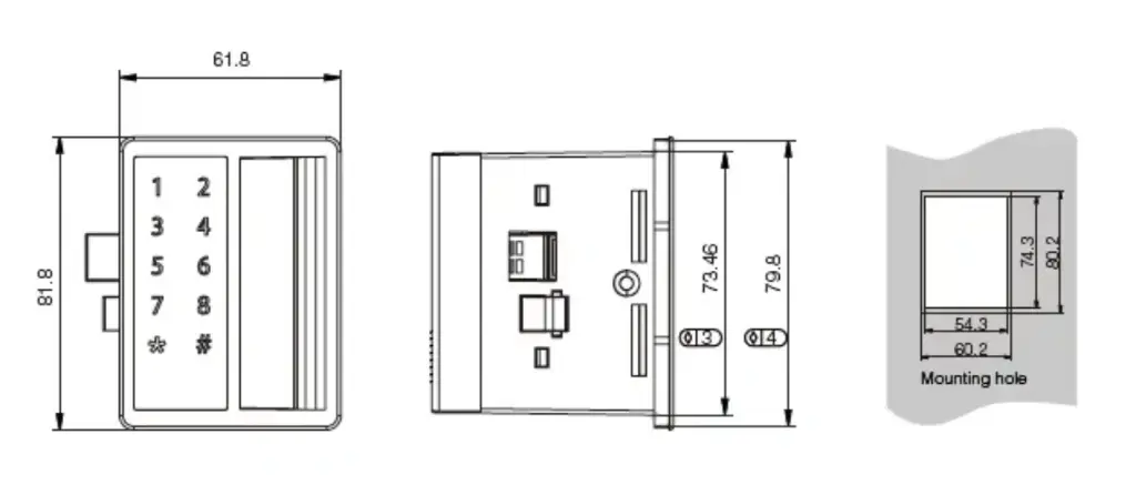 Touch Pad Digital Lock for ABS Locker - Dimensions - Secure Lockers.webp