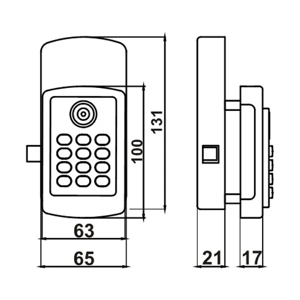 Be-Tech Cyber Digit Classic Lock - Dimensions - Secure Lockers.webp