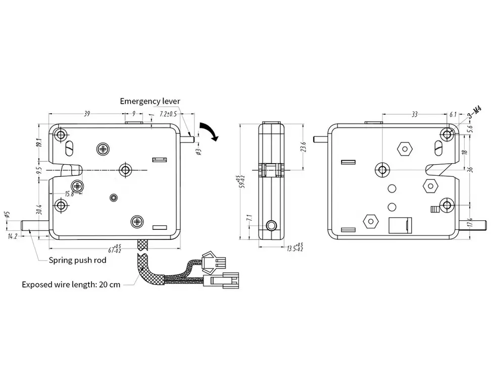Invisible Electronic Solenoid Lock - Dimensions - Secure Lockers.webp