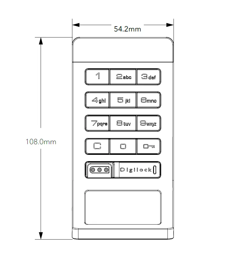 Digilock Curve Digital Combination Lock - Dimensions - Secure Lockers.webp